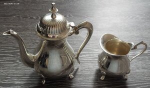 чайник+сливочник,серебрение,Англия