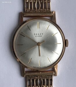 Золотые наручные мужские часы ПОЛЕТ с браслетом. Золото 583