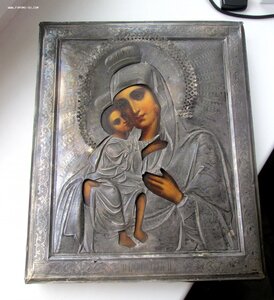 Икона "Феодоровская Пресвятая Богородица", оклад серебро 84