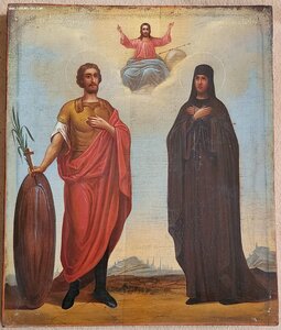 Икона   Святой Мученик  Андрей Стратилат и Святая Преподобна