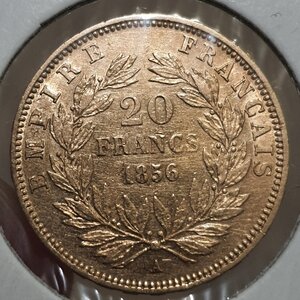 20   франков 1856 золото Наполеон lll