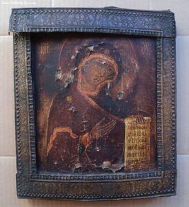 Икона Божией Матери, 25.6 х 29.6 см, Ковчег. Под олифой.